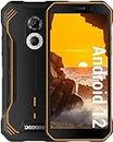 DOOGEE S51 (2023) Téléphone Portable Incassable, 4Go+64Go(TF512Go), Android 12, Batterie 5180mAh, Écran 6.0" HD+,NFC Supporte, 12 MP Double Caméra Arrière Smartphone Antichoc Étanche - Orange