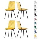 mcc direct Set of 4 Designer Velvet Fabric Dining Chairs Metal Legs Lexi Chairs (Yellow)