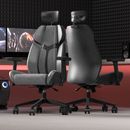 Big & Tall High Back Leather Gaming Racing Computer Chair w/ Adjustable Headrest
