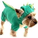 Hotumn Dinosaur Dog Halloween Costume Pet Dino Hoodie Small & Medium Dogs，Green (M)