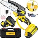 Upgraded Mini Chainsaw Cordless with Oiler, Best Mini Chain Saw Cordless 6 Inch with Security Lock [Seniors Friendly], Super Handheld Chain Saws Battery Powered with Automatic Oiler，2024 Upgrade