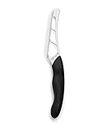 Model 1504 CUTCO Cheese Knife w/ 5.5" Micro-D® serrated edge blade & 5" black Soft Comfort-grip handle. Holes on blade's surface helps cheese fall away during cutting.