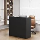 MOUMON Reception Desk Counter Desk for Checkout & Retail, Front Desk Reception Counter with Large Storage, Silver Tapes, for Office Boutique Spa Black (47.3”W x 18.3”D x 43.3”H)
