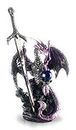 Ain’t It Nice Dragon Statue Purple with Medieval Dragon Sword and Crystal Ball Collectible Dragon Figurine Fantasy Medieval Dragon Décor, 4 X 2 X 7 inches
