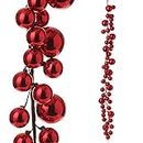 (Red) - RAZ Imports - 1.2m Red Christmas Ball Garland