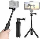 Cason -Tripod for Action Camera/Stick for Action Camera Accessories Kit Compatible with Action Camera Cason CN10 CS6, Go pro Accessories Hero 10,9,8, SJCAM SJ4000, Yi, DJI Osmo Action & Others(Black)