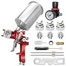 Professional HVLP Spray Gun Kit: HVLP Gravity Feed Air Spray Gun with 1.4mm 1.7mm 2.0mm Nozzles, Spray Paint Gun with 1000cc Aluminum Cup & Gauge for Auto Paint, Primer, Clear/Top Coat & Touch-Up