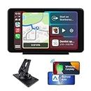 Plimpton 2024 Portable Apple Carplay/Android Auto Screen for Car, 7 Inch IPS Touch Screen Wireless Car Play Driveplay Multimedia Player with Voice Control, BT, FM, Mirror Link for All Vehicle