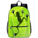 FeHuew 3D Animal Frog Shadow On Leaf Kids Backpacks Casual Shoulder Bag for 1-5th Grade