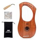 Aklot Lyre Harp, 7 Metal String Bone Saddle Mahogany Lye Harp with Tuning Wrench and Black Gig Bag