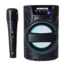 WORRICOW Top Selling Wireless Bluetooth Speaker 5.0, Wired mic with HD and Rich Bass, DJ Light Carry Handle-Travel Surround Sound Speaker, USB/AUX/TF/SD Card Supported