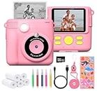 FUNKAM Kids Camera Instant Print for Toddler Girls Boys Aged 3-12, 1080P HD Video Digital Camera for Kids with Print Paper - 32GB SD & Accesories - Christmas Birthday Gifts for Girls and Boys (Pink)