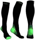 Physix Gear Sport Compression Socks for Men & Women 20-30 mmhg, GRN S/M