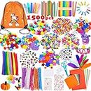 Yetech Arts and Crafts Supplies for Kids-1500+pcs Craft kits for kids With Unicorn Storage bag, Craft Art Supply, DIY Crafting Set, Pipe Cleaners, Pom Poms, Googly Eyes, Feathers, Beads, Ages 4-12