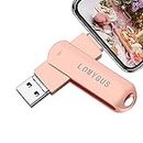 Flash Drive USB 128GB Photo Sticks LOMYGUS Memory Stick Compatible Android Phone iOS Mac and PC (128GB, Pink)