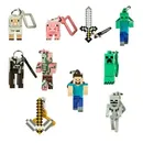 Bau Spielzeug Minecrafte Ziegel Schlüssel bund Multi-Serie Spiel Fans Creeper Steve Ziegel Tasche
