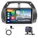 2GB 64GB Android Car Stereo for Toyota RAV4 2001-2006 Carplay Android Auto Mirror Link, Head Unit 9 inch Touch Screen Car Radio GPS Navigation Bluetooth WiFi, FM RDS Radio Receiver Camera Double Din