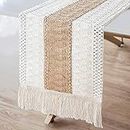 Cotton Linen Table Runner with Tassel - 72 x 12 Inch Boho Decor Table Runners Table Decor for Home Farmhouse Kitchen Decor (12 x 72 inch)