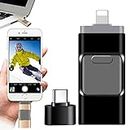 FOTTEPP 4 In 1 High Speed Usb Multi Drive Flash Drive, 4 In 1 Drive Photo Stick Omni, High Speed Usb Flash Drive, Phone Flash Drive For Iphone & Photo Stick For Android Phones (Black,128Gb)