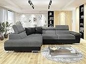 Black & Grey Double Fabric Corner Sofa Bed For Living Rooms-Cheap Large L shape sofas and couches with adjustable headrests-3028 (LEFT HAND SIDE)