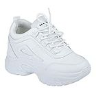 Dekkin Women's White 9905 High Heel Ladies Girls Sports Running Shoes Sneaker - 8 UK