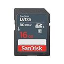 SanDisk 16GB Ultra SDHC UHS-I Class 10 Memory Card 80MB/s U1, Full HD, SD Camera Card SDSDUNS-016G-GN3IN