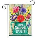 Briarwood Lane Home Sweet Home Spring Garden Flag Rustic Watering Can Floral 12.5" x 18"