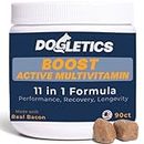 Dogletics Boost Advanced 11 in 1 Dog Multivitamin Irresistible Bacon Flavor 90 Count Soft Chews Supports Activity & Endurance, Muscle & Joint Recovery, Heart Health and Overall Longevity