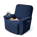 KEKUOU Recliner Chair Covers,Lazy Boy Recliner Covers Stretch Couch Cover Slipcovers 1 Piece Furniture Protector with Elastic Bottom for Dog,Kids.(Recliner, Navy Blue)