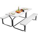 6Feet 8 Seat Outdoor Picnic Table Chair Camping Bench Set for Garden Yard Resin
