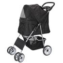 Pet Dog Stroller Travel Carriage 4 Wheeler w/Foldable Carrier Cart & Cup Holder