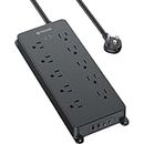 TROND Surge Protector Power Bar with 2 USB C, 4000 Joules, ETL Listed, 10 Widely Spaced Outlets 4 USB Ports, 5ft Flat Plug Extension Cord, Desk Power Strip Wall Mount, Home Office Dorm Room Essentials