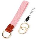 Kelfuoya Stretchy Wristlet Keychain Car Key Chain Lanyards Braided Keychain for Car Keys Phone Camera Wallet ID Badges Card,Pale Pink, Pale Pink, Medium