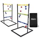 GoSports Pro Grade Ladder Toss Indoor/Outdoor Game Set with 6 Soft Rubber Bolo Balls, Travel Carrying Case and Score Trackers, Black