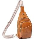 YAASHEEN Small Sling Bag for Women and Men Fanny Packs Crossbody Bags for Women with Adjustable Extended Strap, Trendy Chest Bag for Shopping Travel (Brown)