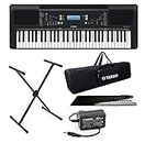 Yamaha PSR-E373 Digital Touch Sensitive Portable 61-Keys Keyboard With Keyboard Stand, Gig Bag, Dust Cover, & Power Adapter.