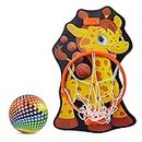 NHR Small Basket Ball Kit Set with Ring for Kids, Playing Indoor Outdoor Basket Ball, Hanging Board with Net & Ball (Giraffe Face Printed), Multi Color