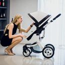 3 in 1 PU Leather Baby Stroller and Car Seat, High Landscape Portable Pushchair