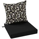 idee-home Outdoor Cushions for Patio Furniture, Outdoor Seat Cushions 24 x 24 with Fade Resistant Waterproof Removable Cover, Deep Seat Replacement Couch Sofa Chair Cushions for Yard Garden
