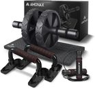 Amonax Gym Equipment for Home Workout (Ab Roller Wheel Set, Skipping Rope, Push-