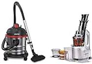 AGARO Imperial 240-Watt Slow Juicer with Cold Press Technology & AGARO Ace 1600 Watts, 21.5 kPa Suction Power, 21 litres Wet & Dry Vacuum Cleaner with Blower Function and Washable Dust Bag