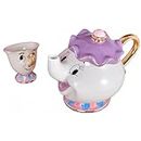 Nouveau Beauty & Beast Cartoon Mme Potts Chip théière et tasse set théière mug Potts sculpté théière en céramique (pot et tasse)