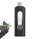 COOL SMARTPHONES & TABLETS ACCESSORIES Pen Drive USB X32 GB (3 En 1) Lightning/Tipo - C/Micro - USB Negro