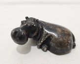 Genuine Polished Resting Hippo Stone Hand Carving Sculpture Deco Figurine ~ 3.25