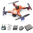 Drone with Dual Camera, 1080P Drone with Live Transmission for Kids/Adults Beginner, FPV Quadcopter with 40 Mins Flight Time, 2 Batteries | Obstacle Avoidance | One Key Start/Land (Orange VU1)