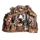 10-Piece Set: 11" Nativity with Stable and 6" Scale Ox, Shepherd, Sheep (Roman 3593-0)