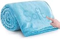 BSB HOME Micromink Pompom Fringe Summer Faishonable Sofa Throw/Sofacover Blanket -Soft Comfortable Breathable & Multi-Purpose-Aqua