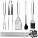 10PCS BBQ Grill Tool Set, GQC Stainless Steel Barbecue Grilling Utensils Kit with Carry Bag, Spatula, Tongs and Fork BBQ Tool Accessories for BBQ Cooking Outdoor Camping