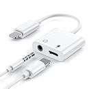 Unnderwiss Adaptateur Casque【Certifié MF】 2 en 1 Lightning vers Jack 3,5 mm Prise AUX câble de Charge Compatible avec iPhone 14/13/12/11/XS/XR/8/7