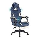 segedom Gaming Chairs High Back Massage Game Chair with Footrest Computer Reclining Chair with Headrest and Lumbar Support for Big and Tall PVC Leather Gaming Chair for Adults (Blue)